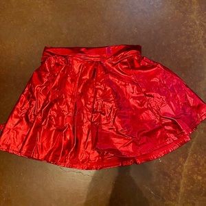 Metallic red mini skirt